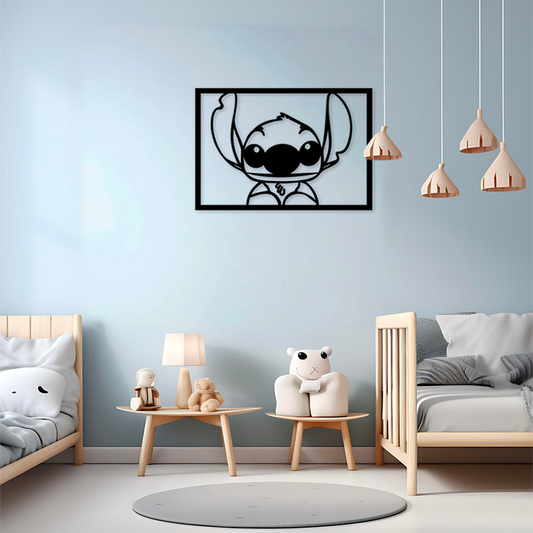 Décoration Murale en Métal Silhouette Stitch "P.F"
