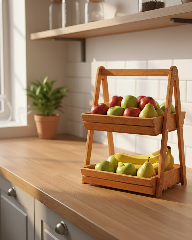 Étagère en Bois 2 Niveaux Rustic