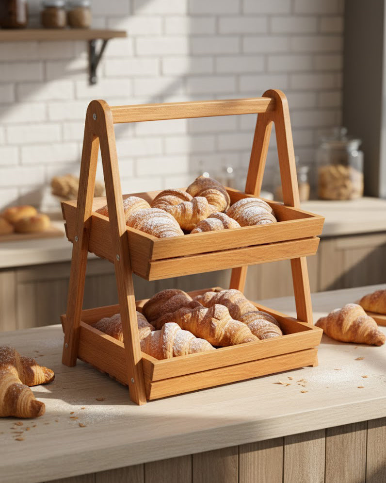 Étagère en Bois 2 Niveaux Rustic