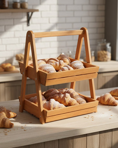 Étagère en Bois 2 Niveaux Rustic