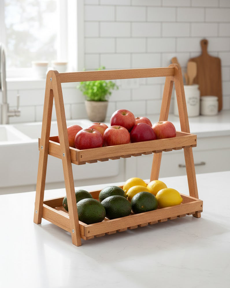 Étagère en Bois 2 Niveaux Rustic