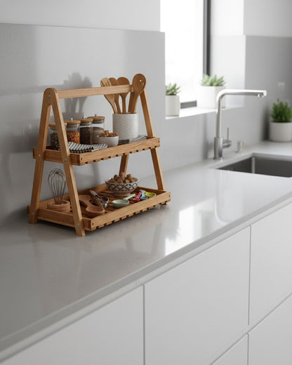 Étagère en Bois 2 Niveaux Rustic